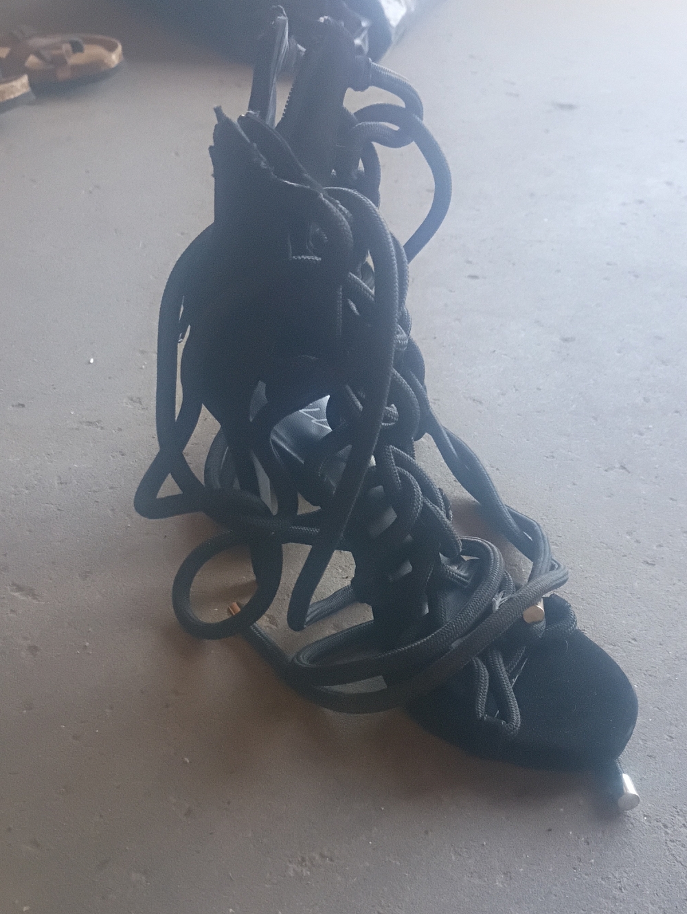 Wild Pair Black Lace-Up Strappy Heels